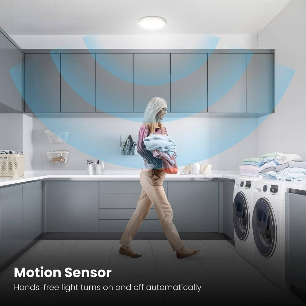 Commerical Electric 11 LED Dimmable CCT Flush Mount Ceiling Light Nickel