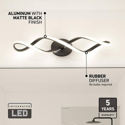 Artika Swirl 27 in. 1-Light Matte Black Modern Integrated LED Vanity Light Bar