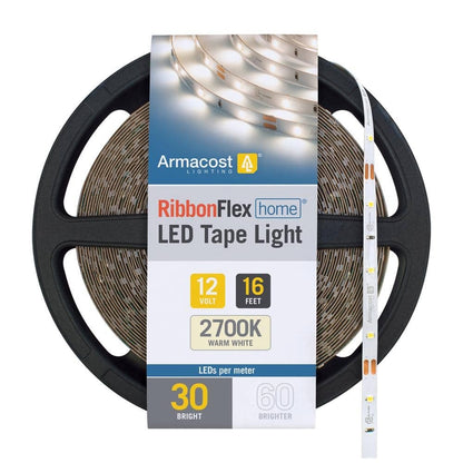 Armacost Lighting RibbonFlex 16 ft. 5m 12-Volt White LED Strip Light Tape 30 LED