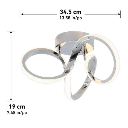 Artika Swirl 13 in. Modern Chrome LED Flush Mount Ceiling Light Fixture