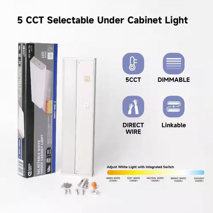 Commercial Electric 12" Hardwired White LED 5CCT Linkable Under Cabinet Light