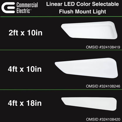Commercial Electric 24 in. x 10 in. Low Profile LED Flush Mount Kitchen Light 