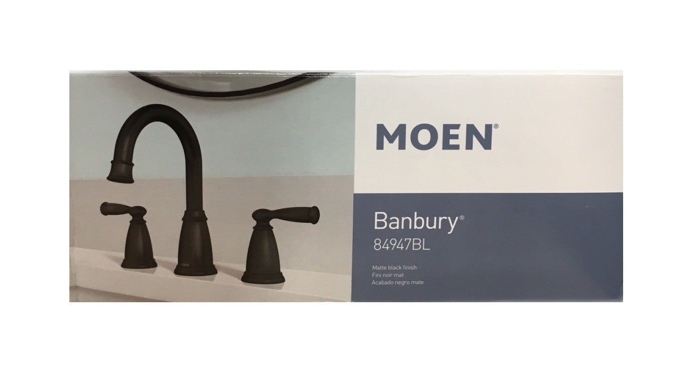 Banbury 8 Widespread Bathroom Faucet with Drain Kit and Valve in Matte Black