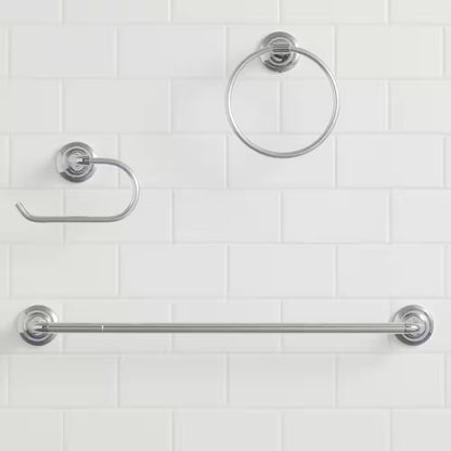Constructor 3-piece Bath Hardware Set 24" Towel Bar Towel Ring TP Holder, Chrome