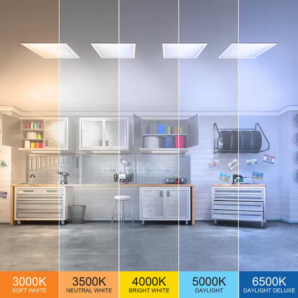 Commercial Electric 1ftx1ft Dimmable White LED WHITE Square Flat Flush Mount