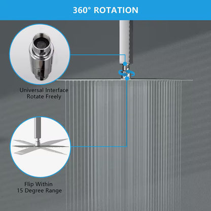  2.5 GPM 12 Ceiling Mount and Wall Mount Rain Fixed Shower Head Polished Chrome