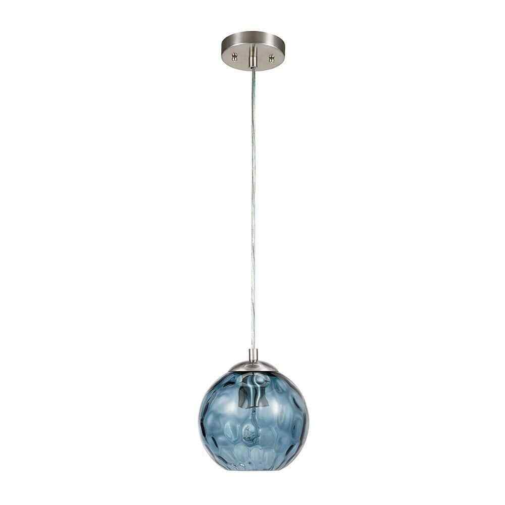 Cresswell 69 in. Hammered Blue Glass Pendant Hanging Light Fixture BM1537-01