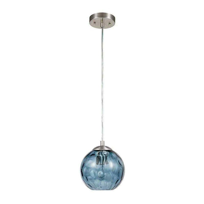 Cresswell 69 in. Hammered Blue Glass Pendant Hanging Light Fixture BM1537-01