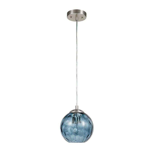 Cresswell 69 in. Hammered Blue Glass Pendant Hanging Light Fixture BM1537-01