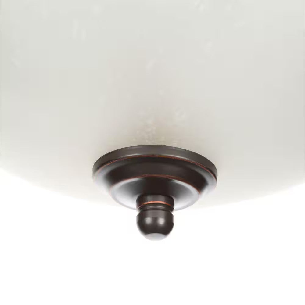 12.75 in. 2-Light Bronze Flush Mount Ceiling Light w/Tea-Stained Glass (2-Pack)