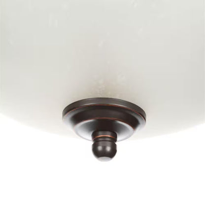 12.75 in. 2-Light Bronze Flush Mount Ceiling Light w/Tea-Stained Glass (2-Pack)