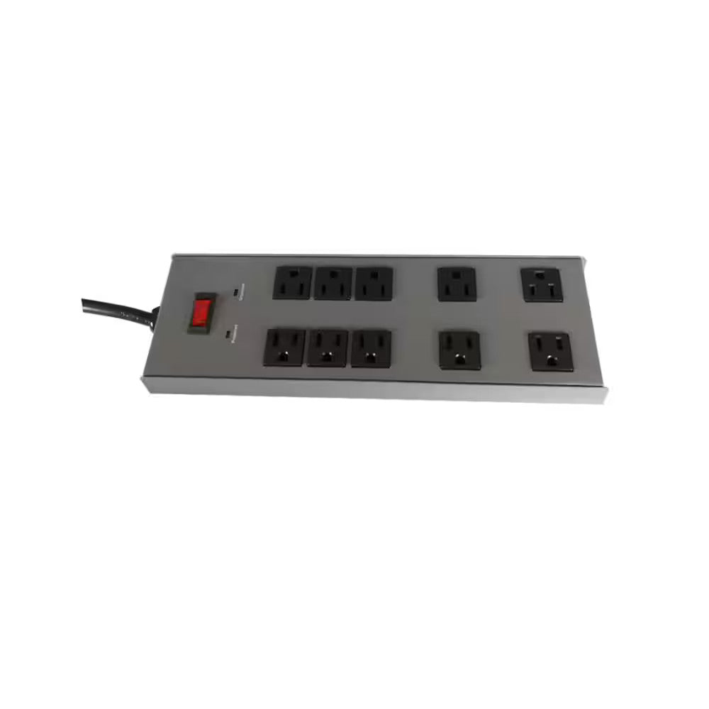Commercial Electric 15 ft. 10-Outlet Metal Surge Protector Gray