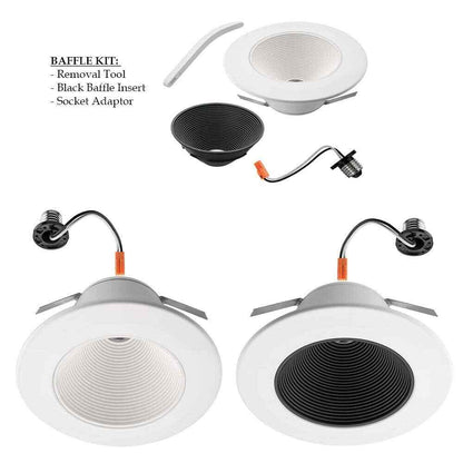 CE 6 in. Deep Baffle Adjustable CCT LED Recessed Light Trim Wet Rated Dimmable