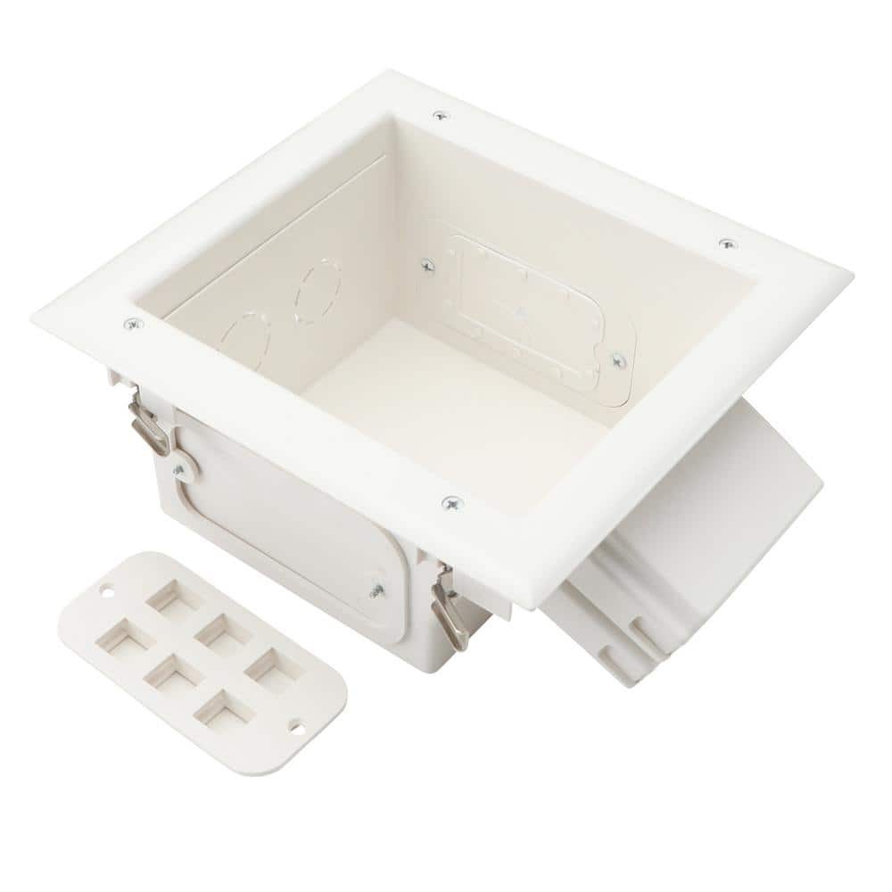 Commercial Electric White 1-Gang Pass-Through Plastic Multimedia Recessed Box