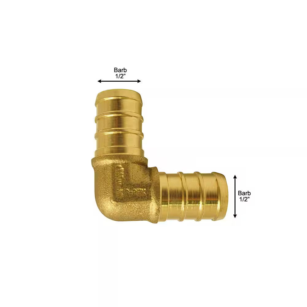 Apollo 1/2 in. Brass PEX-B Barb 90 Elbow 10-Pack