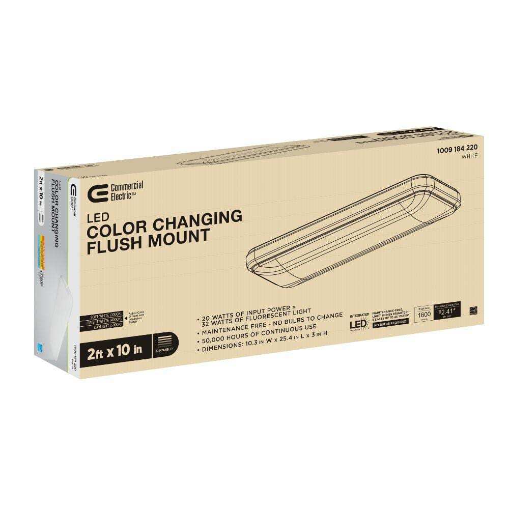 Commercial Electric 24 in. x 10 in. Low Profile LED Flush Mount Kitchen Light 