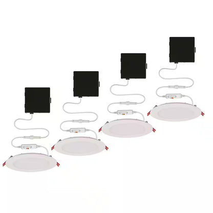 Commercial Electric Ultra Slim 6 in. Canless Recessed LED Kit, White, 4-Pack