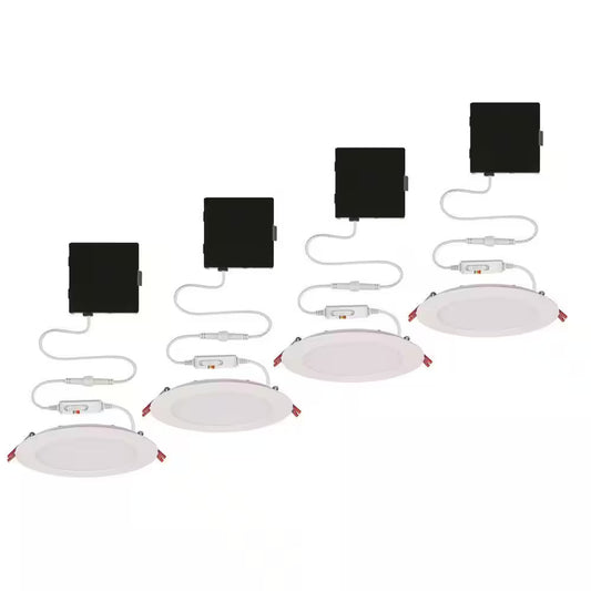 Commercial Electric Ultra Slim 6 in. Canless Recessed LED Kit, White, 4-Pack