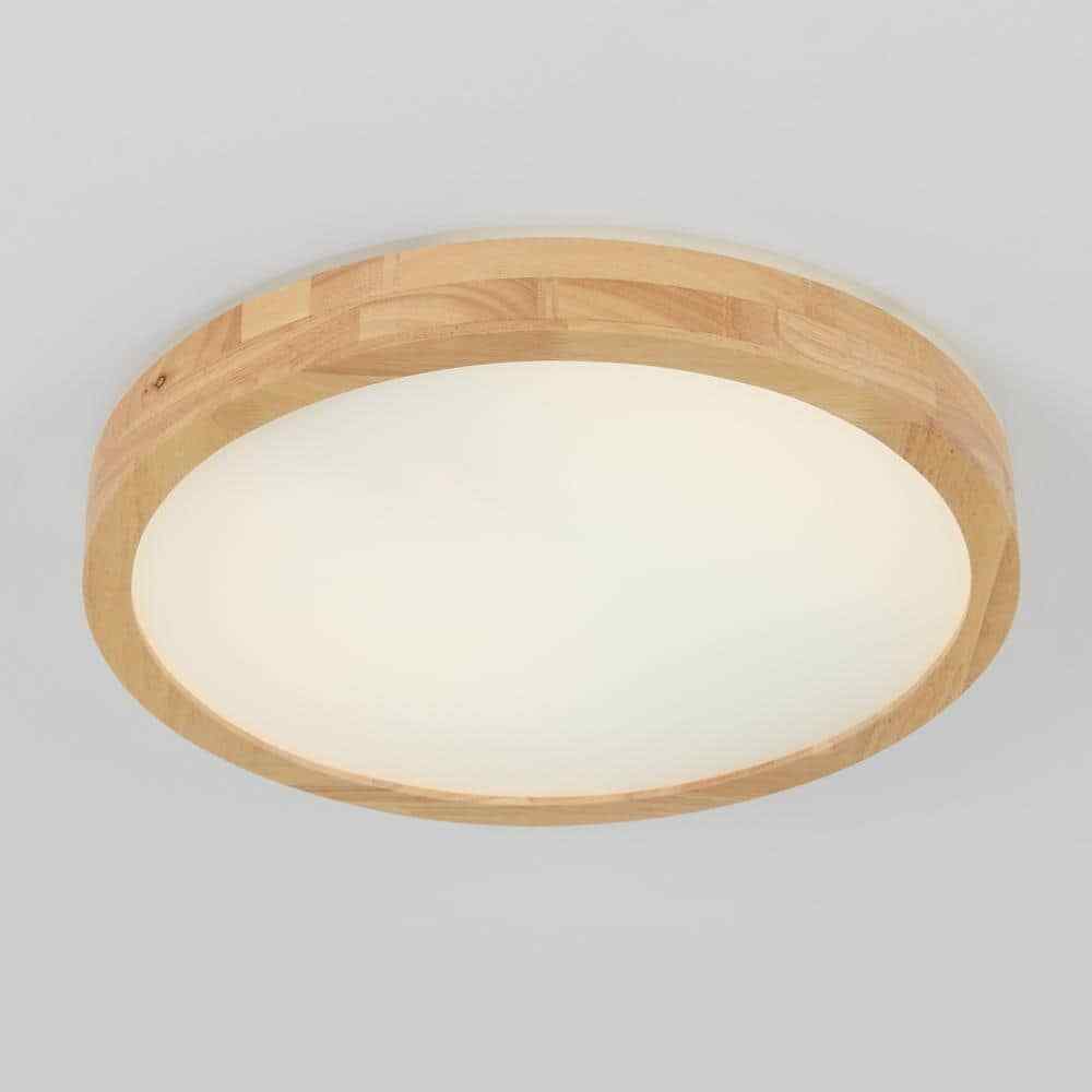 Artika Dryad 15 in. 30 Watt Modern Wood LED Flush Mount Ceiling Light Fixture