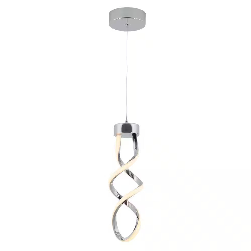 Artika Swirl 13-Watt Integrated LED Chrome Mini Pendant for Kitchen Island
