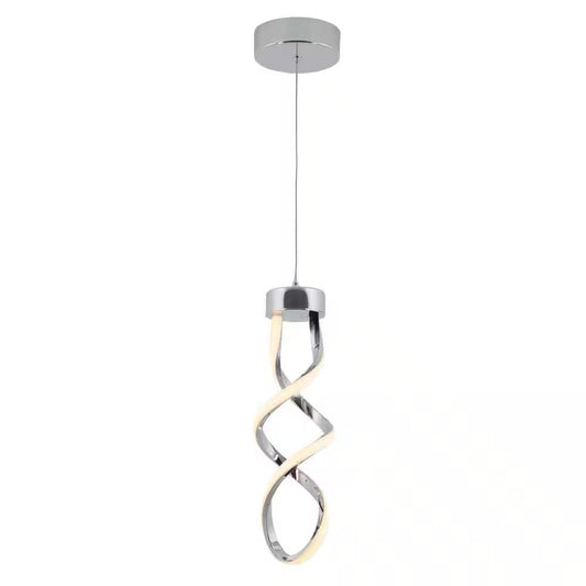 Artika Swirl 13-Watt Integrated LED Chrome Mini Pendant for Kitchen Island