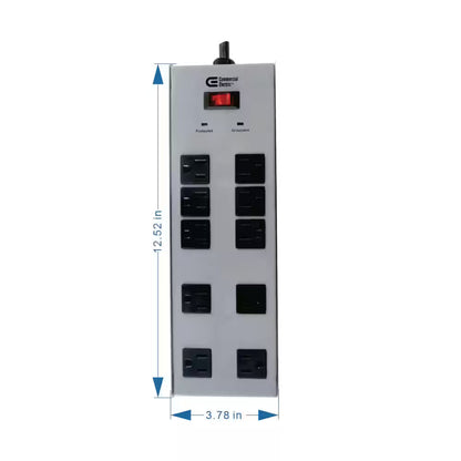 Commercial Electric 15 ft. 10-Outlet Metal Surge Protector Gray