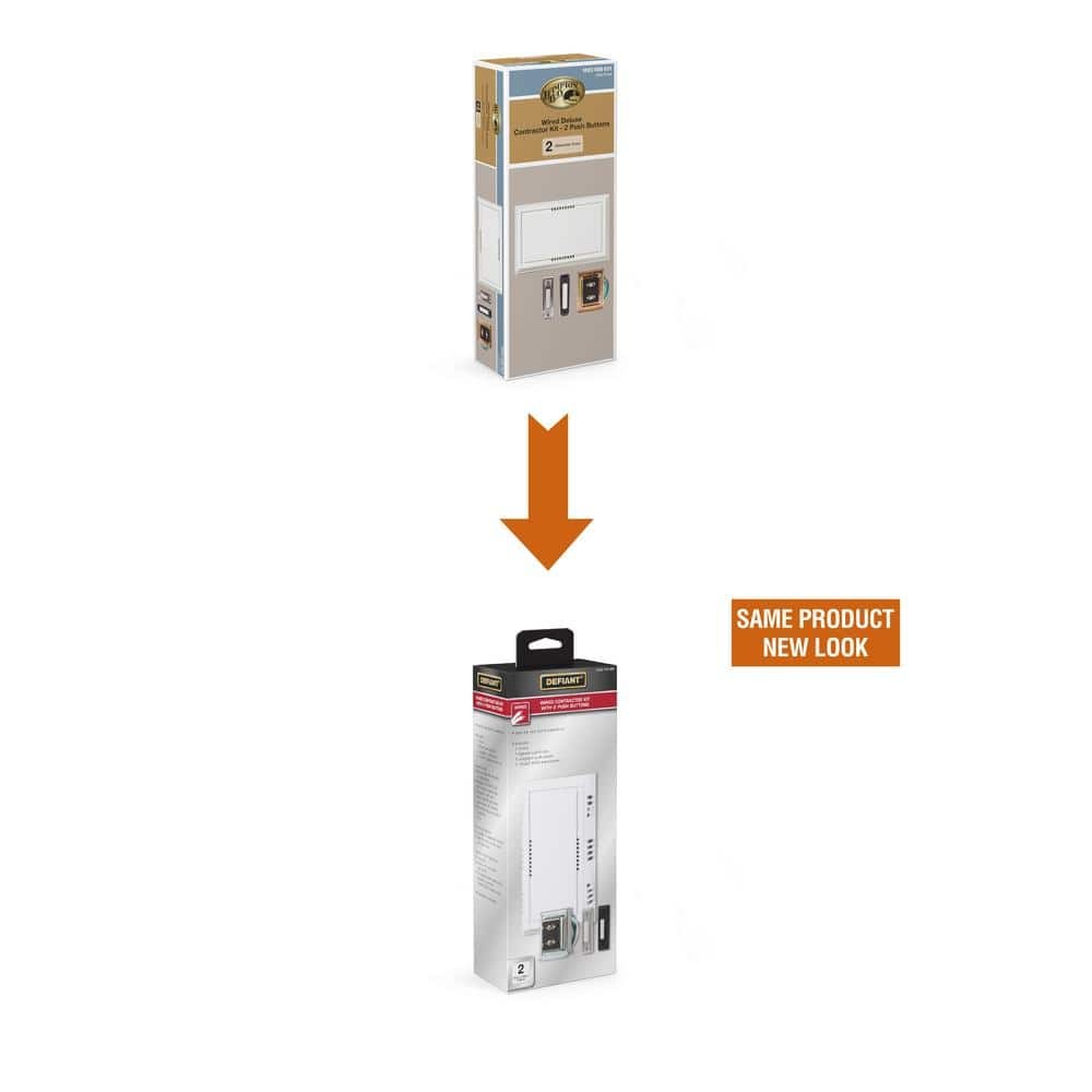Defiant Wired Deluxe Contractor Doorbell Kit with 2 Wired Push Buttons