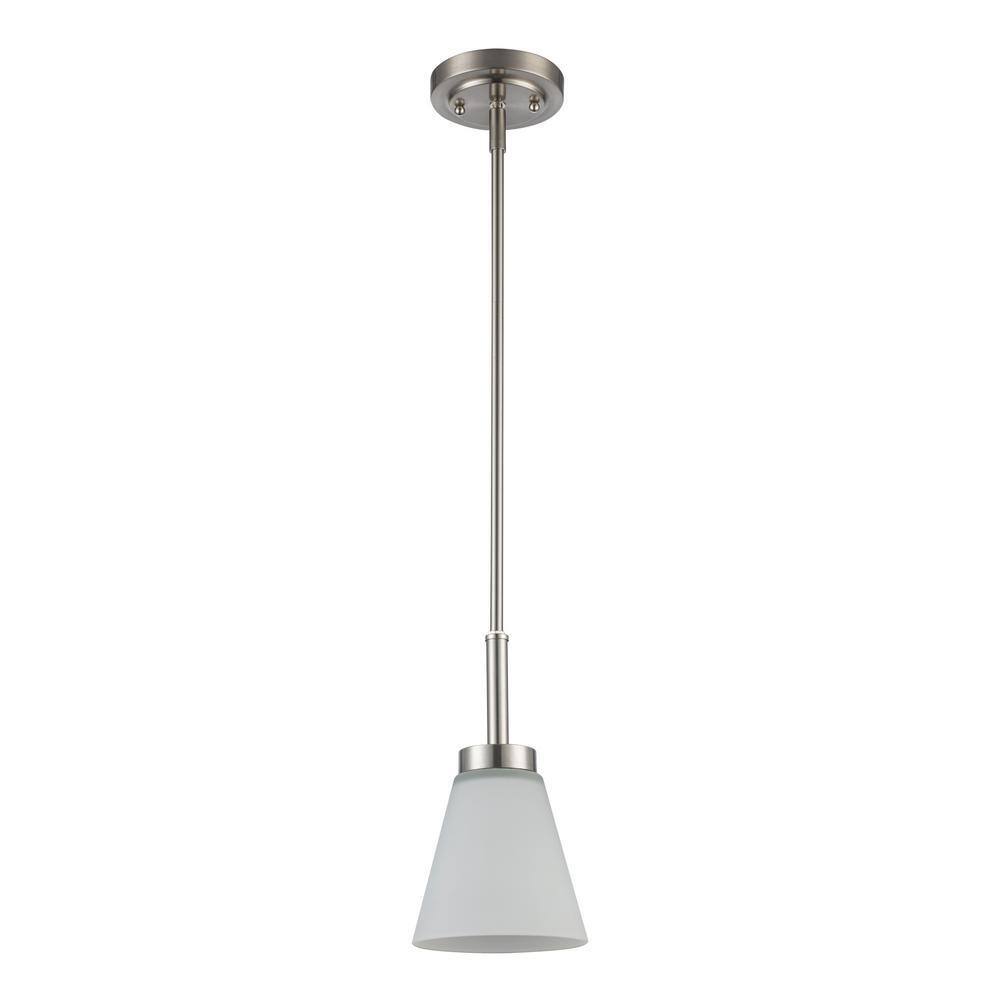 Bel Air Lighting Fifer Brushed Nickel Mini Pendant Light w/ Frosted Glass