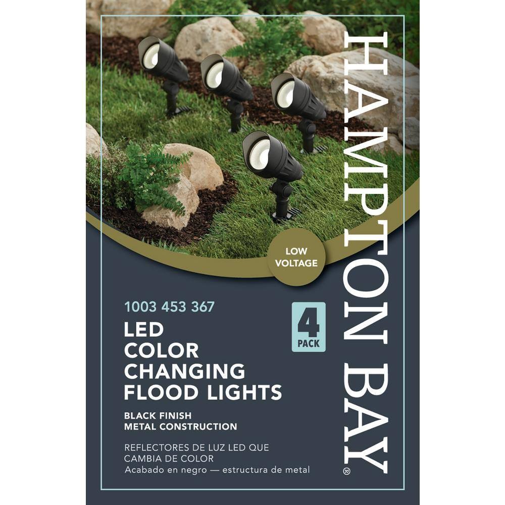 4 Pack Flood Light Hampton Bay Low-Voltage Black 9 W Adjustable White Light 390