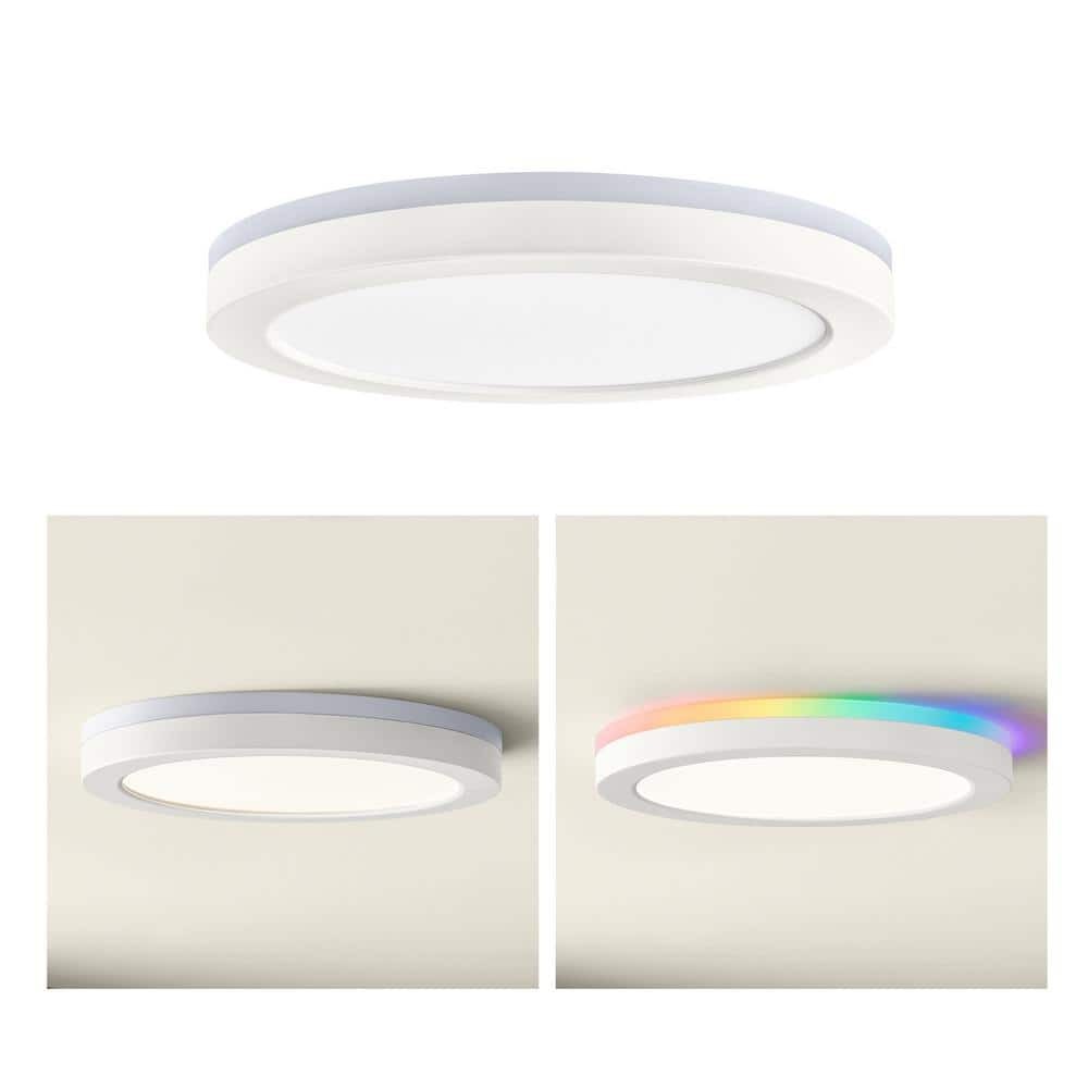 Commercial Electric Smart Flush Mount 13in Matte White 1006486536