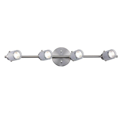 Bel Air Lighting 29" 4-Light Brushed Nickel Track Light Frosted Glass Shades