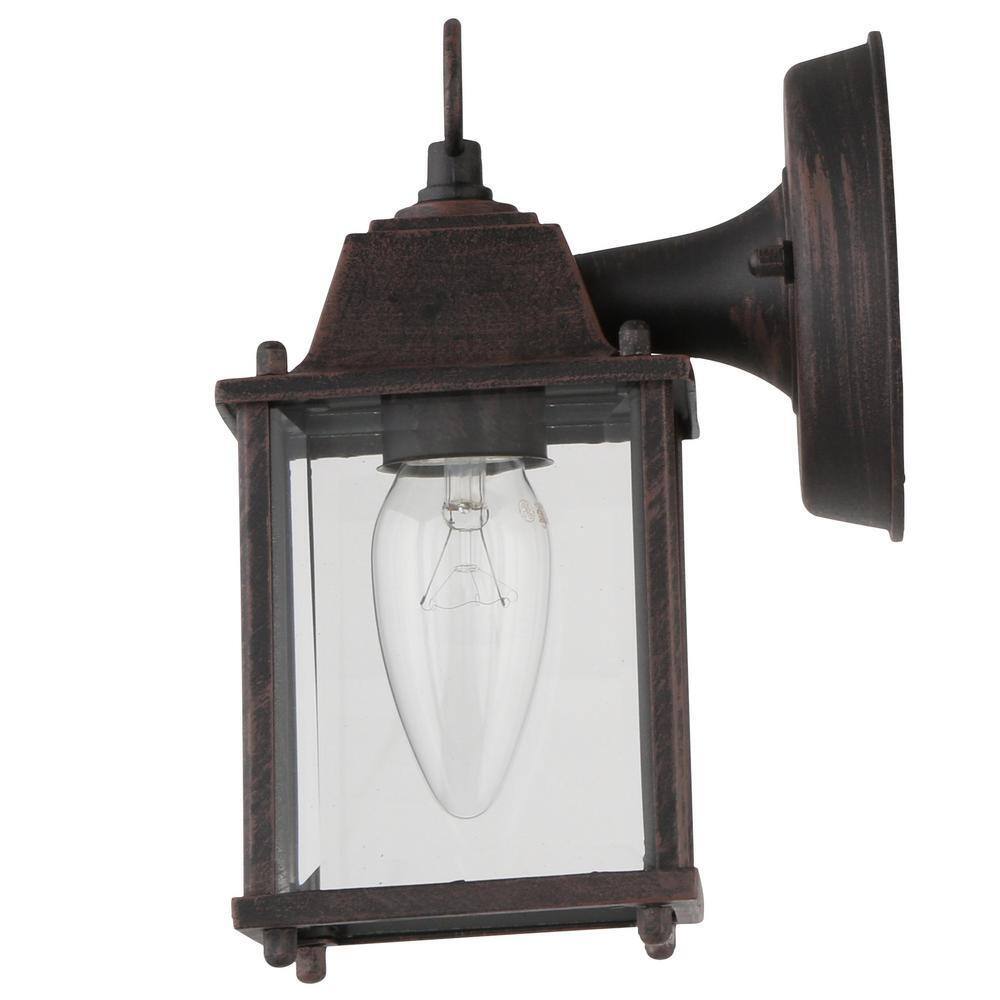 Bel Air Lighting Patrician Rust Outdoor Wall Light Fixture w/ Clear Glass