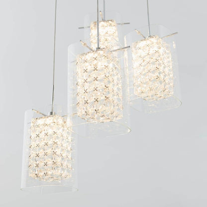 Artika Crystal Cube 4 Light Chrome Modern Integrated LED Pendant Light Fixture