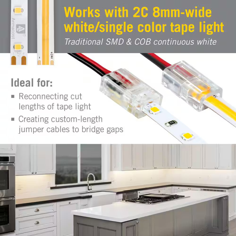Armacost Lighting 2-pin Wire to Tape Connector Cord 6-Pack 566020
