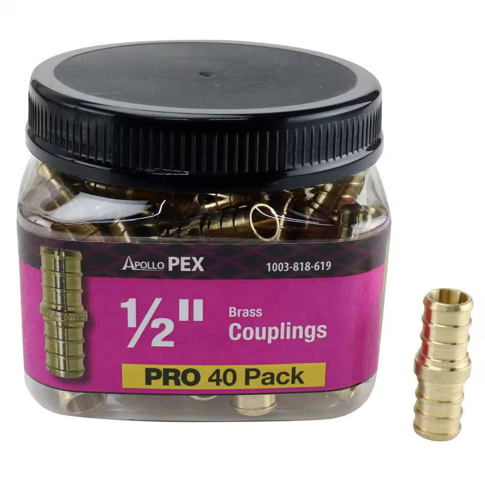Apollo 1/2 in. Brass PEX-B Coupling Pro Pack (40-Pack) APXC1240JR