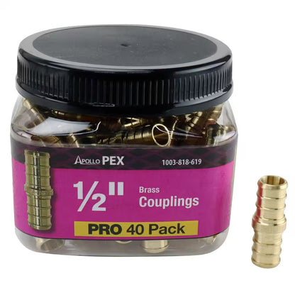 Apollo 1/2 in. Brass PEX-B Coupling Pro Pack (40-Pack) APXC1240JR