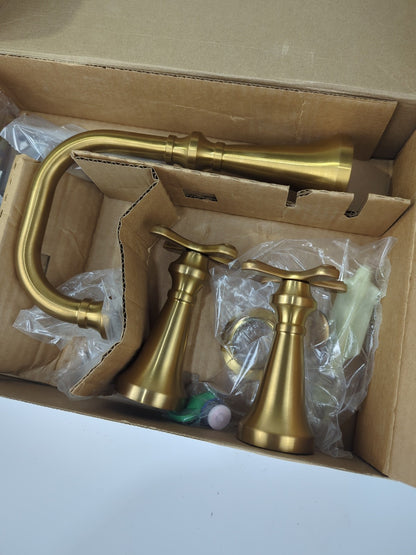 Colinet High Arc Bathroom Faucet Brushed Gold TS44103BG  Cross Handles *READ*