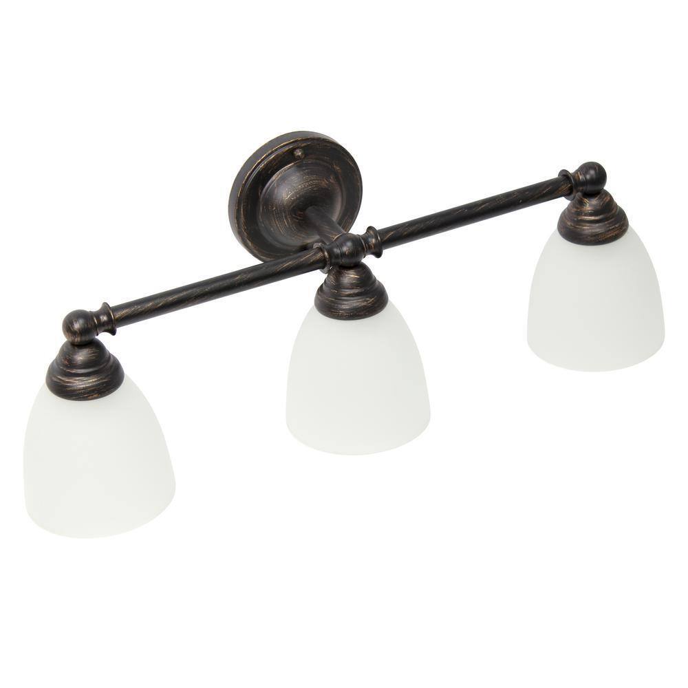 Bronze Bathroom Vanity Light Fixture w/ Frosted Glass Shade Modern Design