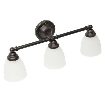 Bronze Bathroom Vanity Light Fixture w/ Frosted Glass Shade Modern Design