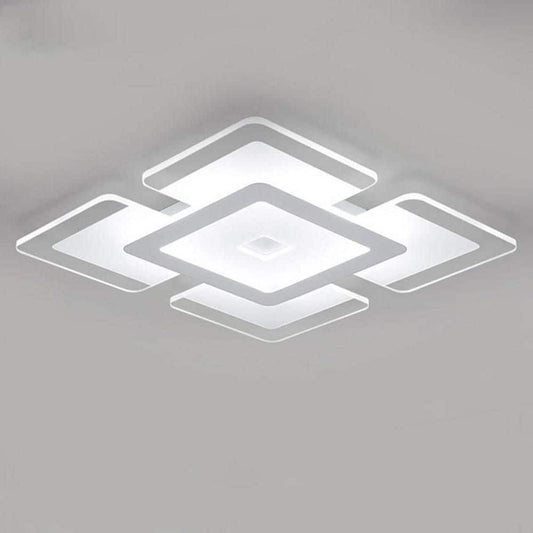 16.5" 1-Light White LED Semi-Flush Mount Indoor Minimalist Square Ceiling Light