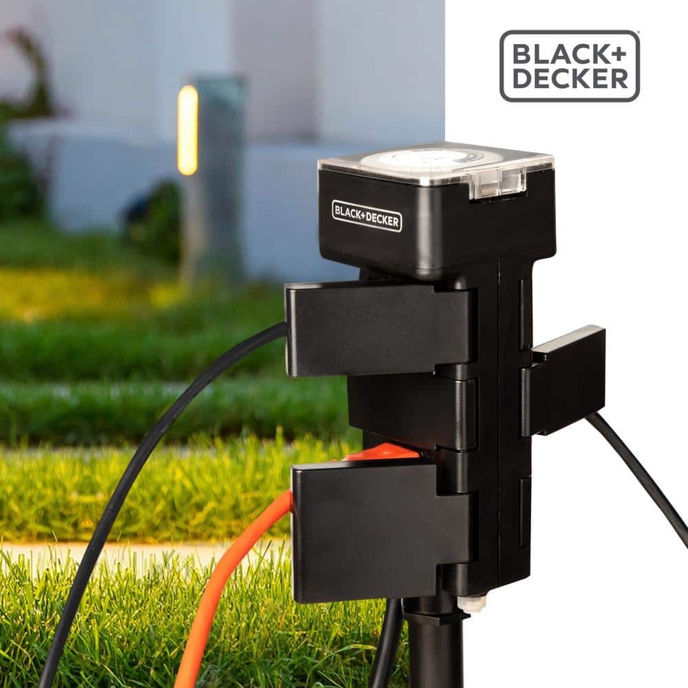 BLACK+DECKER Garden Stake 6 Grounded Outlet Tools Timer Waterproof Timer