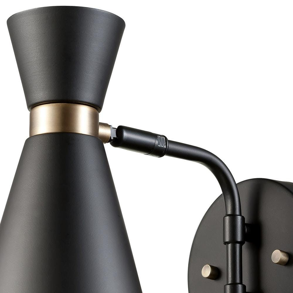 *2-PACK* Globe Electric Belmont 1-Light Black Bedroom Sconce, Gold Accent 65855