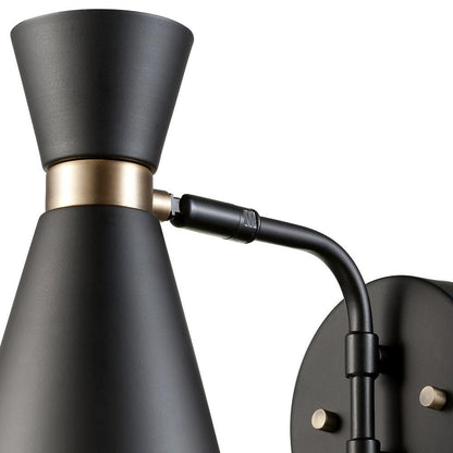 *2-PACK* Globe Electric Belmont 1-Light Black Bedroom Sconce, Gold Accent 65855