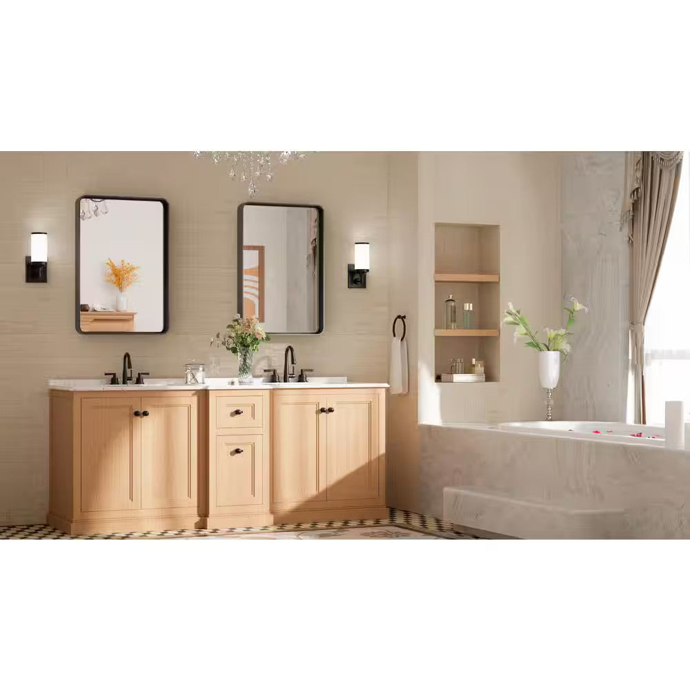 16 in. W x 24 in. H Aluminum Framed Wall Mount Bathroom Vanity Mirror in Black