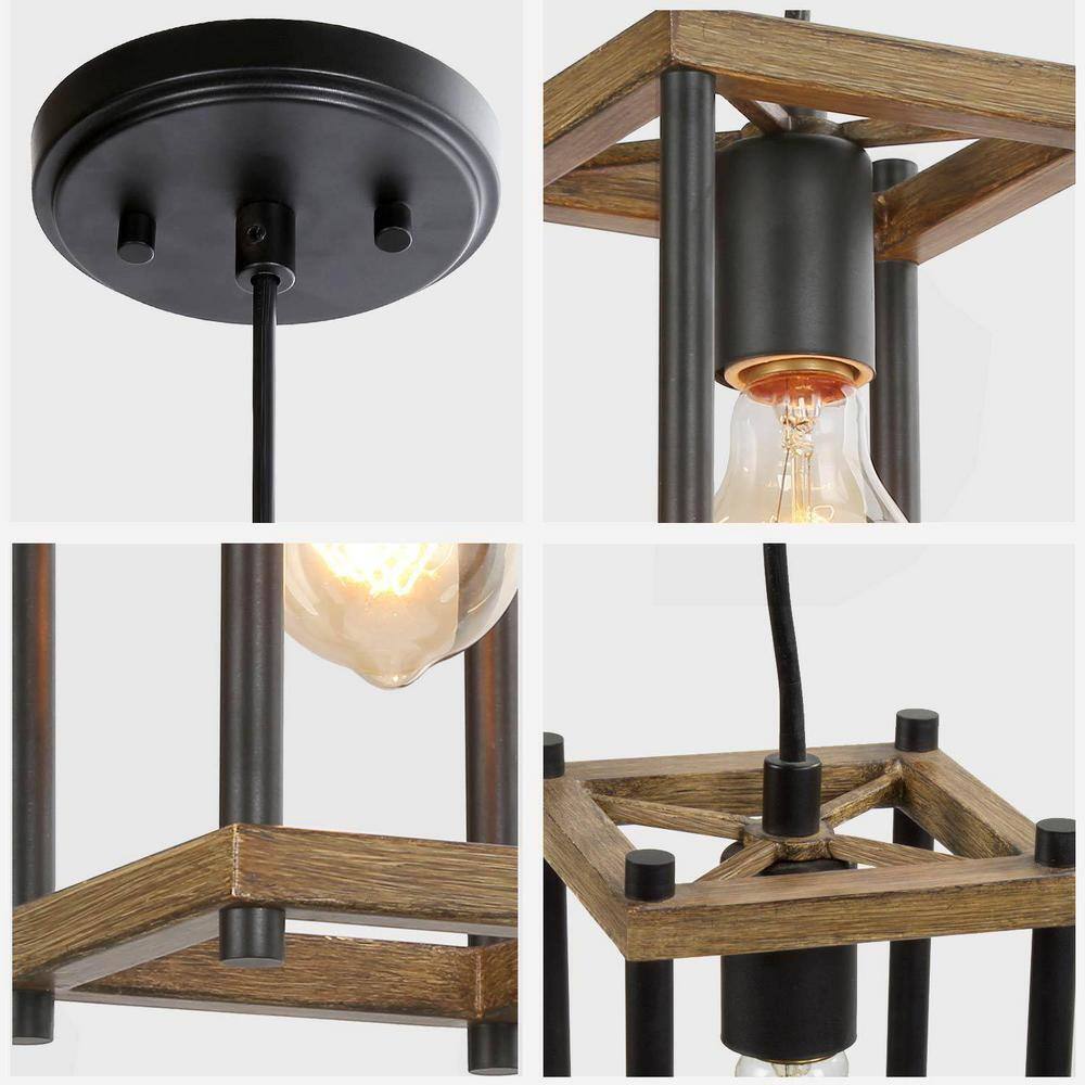 1-Light Pine Texture Single Pendant Chandelier Hanging Ceiling Light Fixture