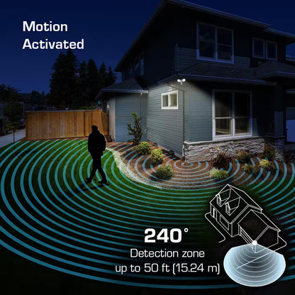Defiant MaxDetect 240° White Motion Sensing Wired Outdoor LED 2-Head Flood Light