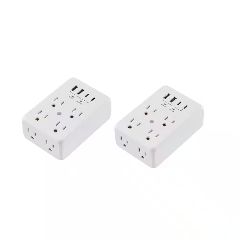 Commercial Electric CE 10 in 1 Surge Wall Tap 2USB-A 2USB-C 2-Pack