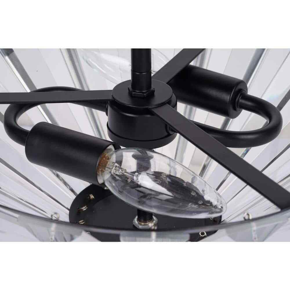 Alsy 11 in. 2-Light Matte Black Semi-Flush Mount with Clear Glass Faceted Shade
