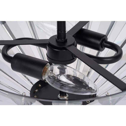 Alsy 11 in. 2-Light Matte Black Semi-Flush Mount with Clear Glass Faceted Shade