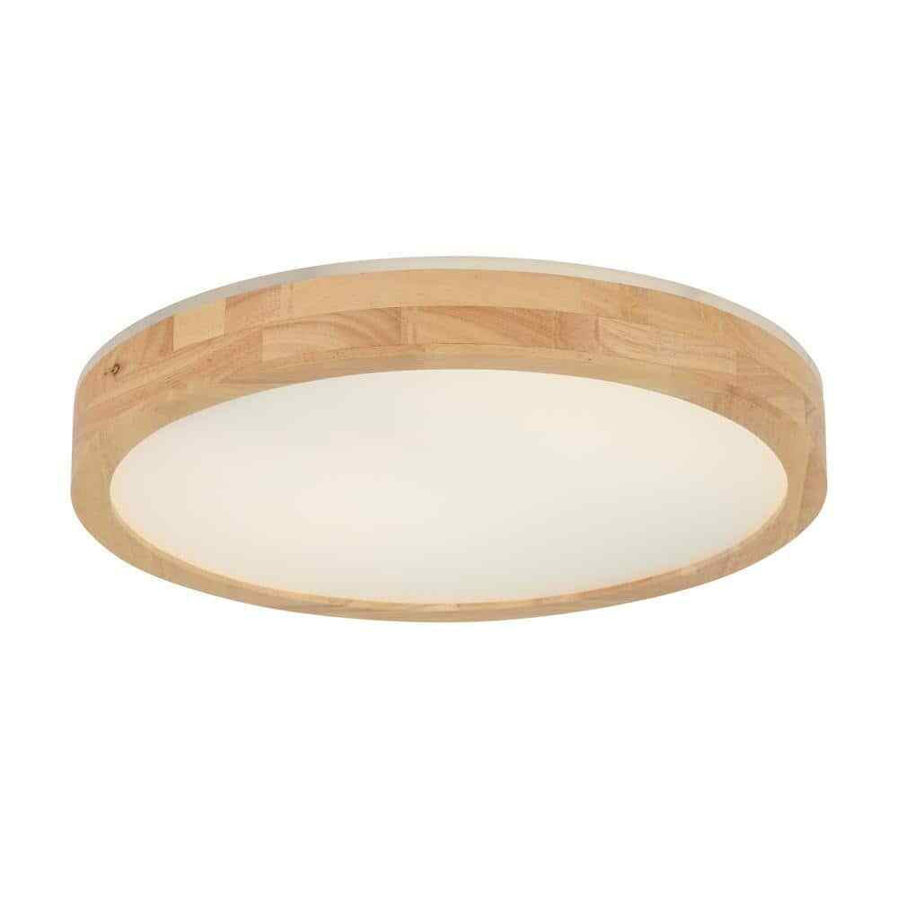 Artika Dryad 15 in. 30 Watt Modern Wood LED Flush Mount Ceiling Light Fixture